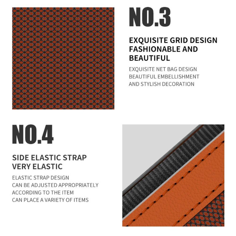 Waterproof Sticky Car Net Bag Multi-function PU Leather Mobile Phone Bag Vehicle Accessories
