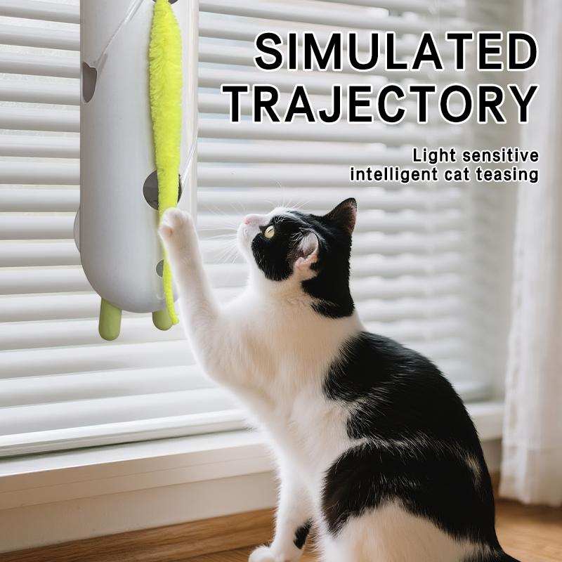Interactive Cat Toy Rechargeable Automatic Caterpillar Chase Fun Smart Motion-Activated Powerful Suction Cup Self-Play Teaser