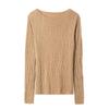 Wave Rhyme Gauze Women's Slim Fit Low Round Neck Wool Knit Shirt
