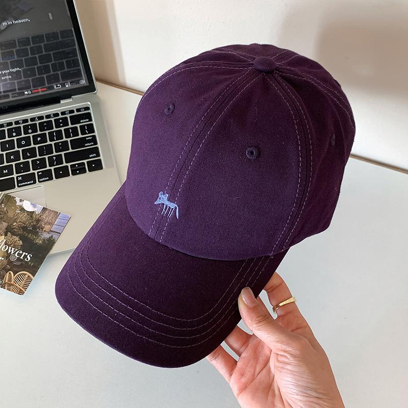 Cute Fox Embroidered Blue Baseball Hat Women In 2025 Korean Edition Head Circumference Show Face Small Duck Tongue