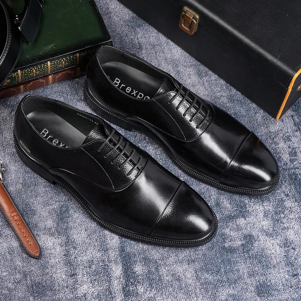 Fashion 2025 Men's Italian Style Handmade Genuine Cow Leather Oxford Dress Shoes High Quality Formal Suit Footwear for Wedding