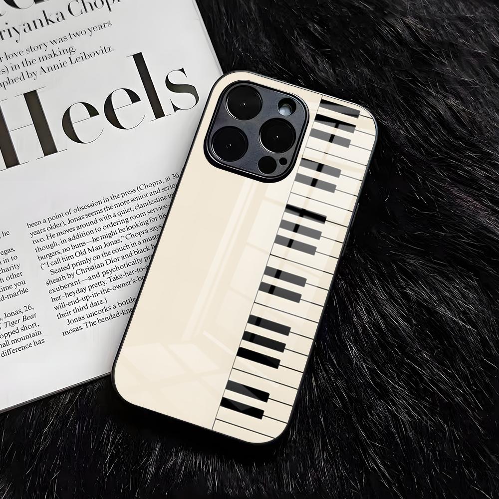Piano Keys Is Simple Retro Phone Case For IPhone 17 Air 16 E Pro Max 15 14 13 Mini 12 Pro 11 Max Plus Black Glass Cover