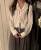 Korean INS Blogger Style 2026 Faux Two-Piece Lace-Up Blouse for Women - Early Spring/Autumn Fashion