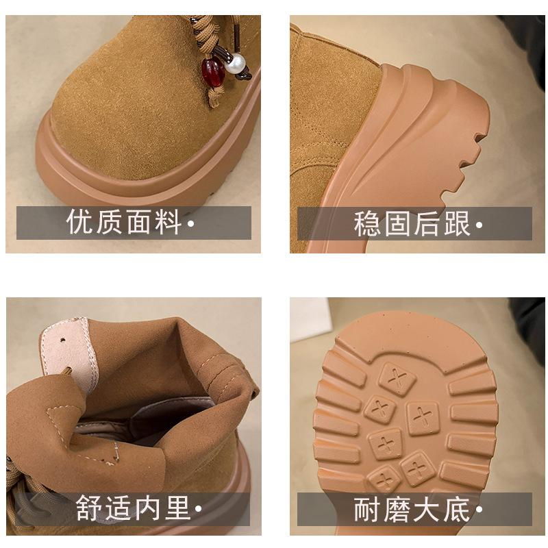 Thick-soled Temperament Martin Boots Women's 2025 New Autumn British Style Lace-up Short Boots Small Height-increasing Boots