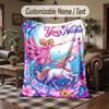Unicorn Theme Throw Blanket Custom Name Text Personalized Blanket Soft Cozy Blanket for Home Sofa Bed