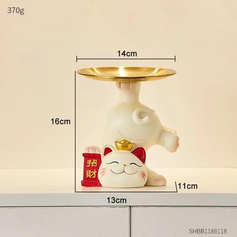 Creative Cat Storage Tray Figurine Modern Style Home Decor Desktop Ornaments Animal Sculpture Living Room Accessories Crafts