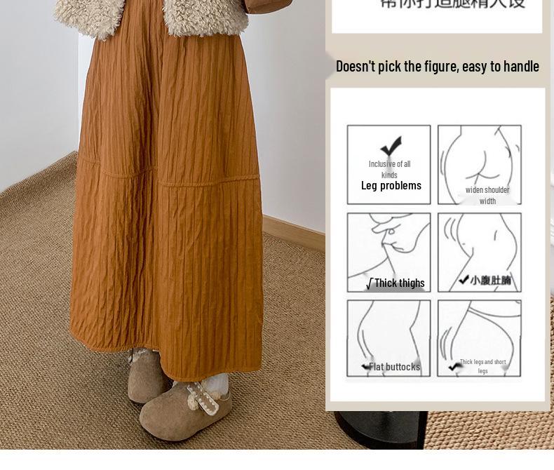 Elegant High-Waisted A-Line Pumpkin Skirt for Women, 2026 Spring/Autumn Collection, Mid-Length Fluffy Umbrella Design