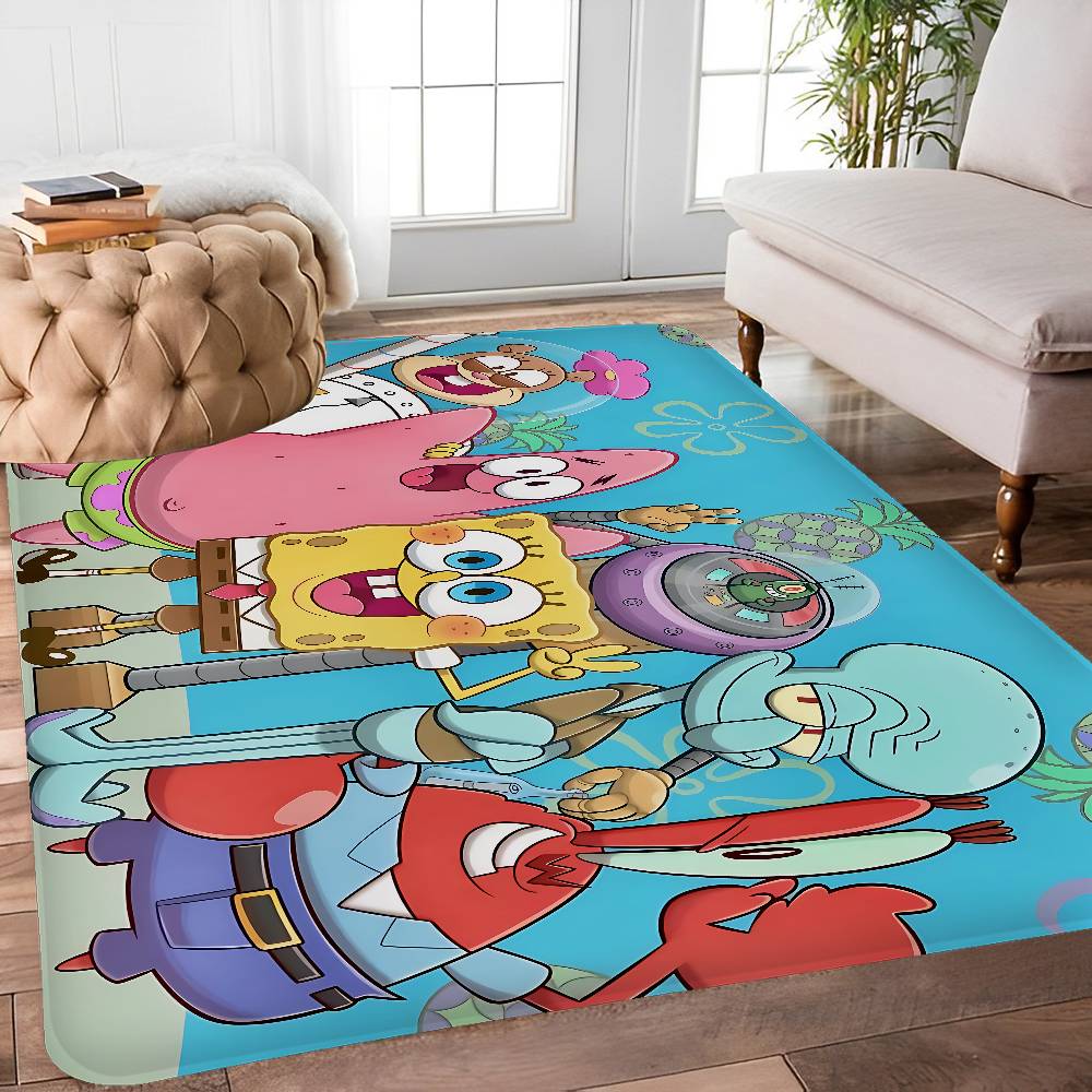 S-spongebob Hallway Carpet Non-Slip Laundry Room Mat Laundry Decor Balcony Child Living Room Bedside Area Rugs
