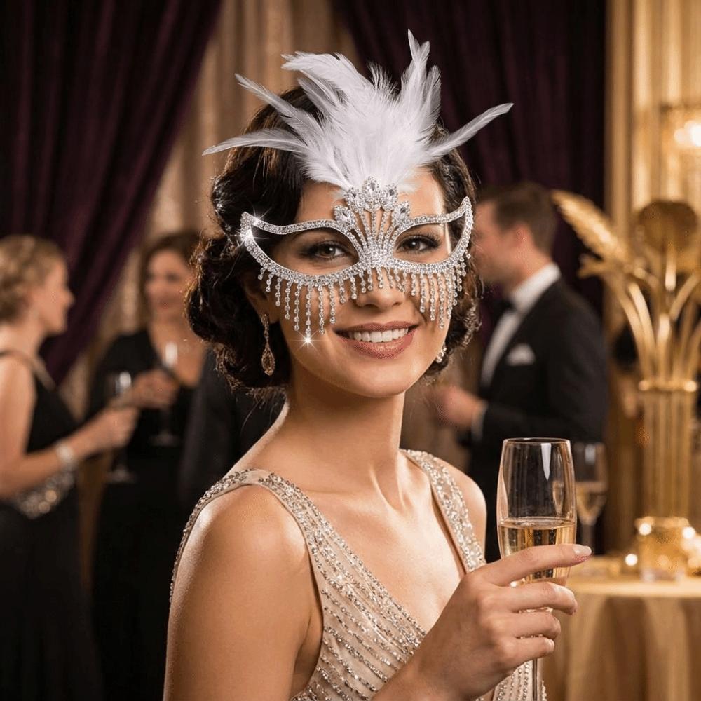Creative Rhinestone Mask High-End Sparkle Masquerade Mask Half-Face Mask Carnival Parties