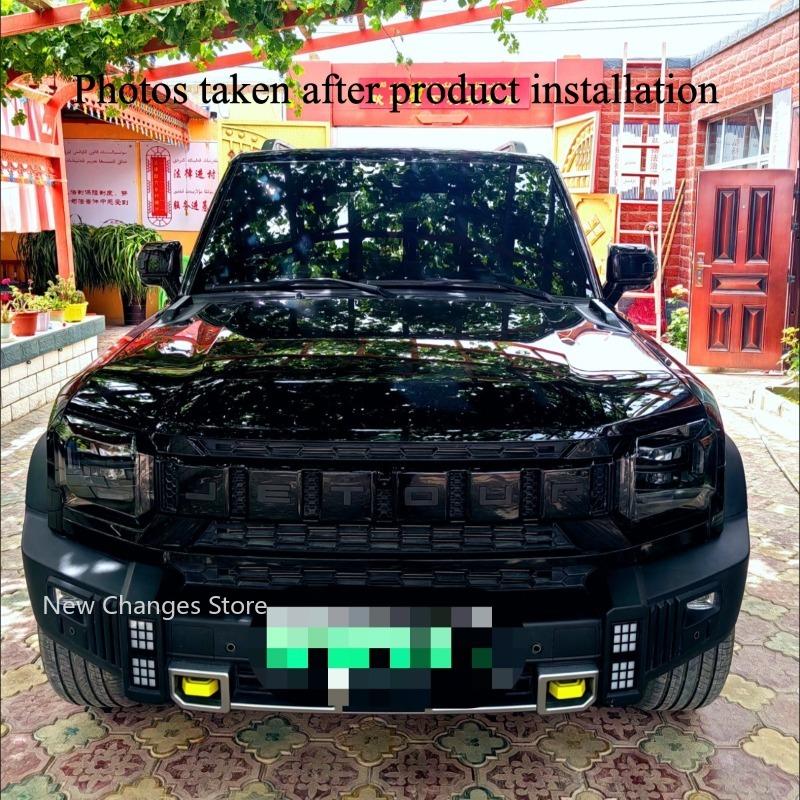 For Jetour T2 2023-2025 Automobile ABS Bright Black Grille Letter Marking Sticker Auto Exterior Decoration Parts