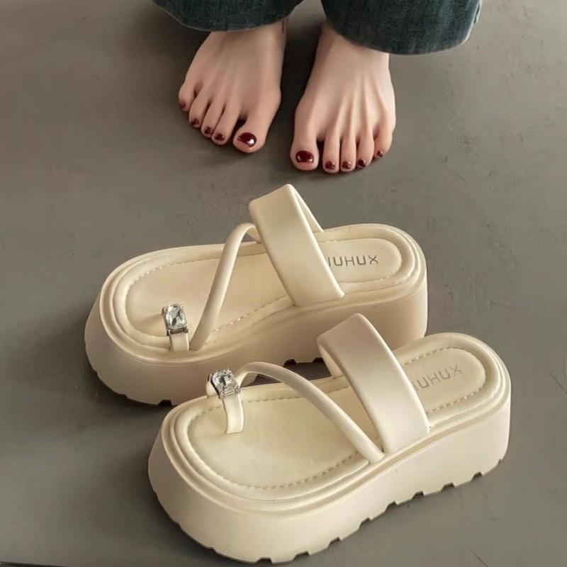 

Spring and summer outer wear new beautiful set of toes beach muffin thick-bottomed herringbone cool slippers women s foot pedal versatile 40