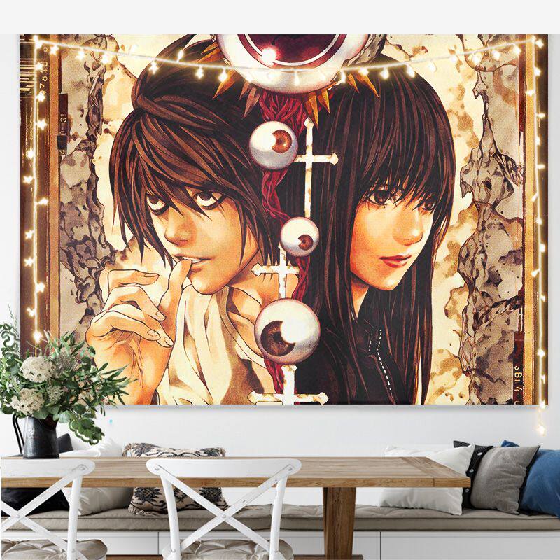 Neues japanisches Anime Death Note Druck Wandteppich Wandbehang Poster Schlafzimmer Hintergrund Wandkunst Heimdekoration