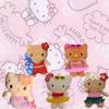 Cute Cartoon Hello Kitty Plush Keychain Adorable Kt Doll With Black Leather