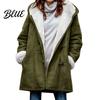 Lady Thick Coat Women Fall Winter Hooded Soft Plush Long Sleeve Mid Autumn Jacket Length Windproof Cold Resistant Buttons Loose Pockets