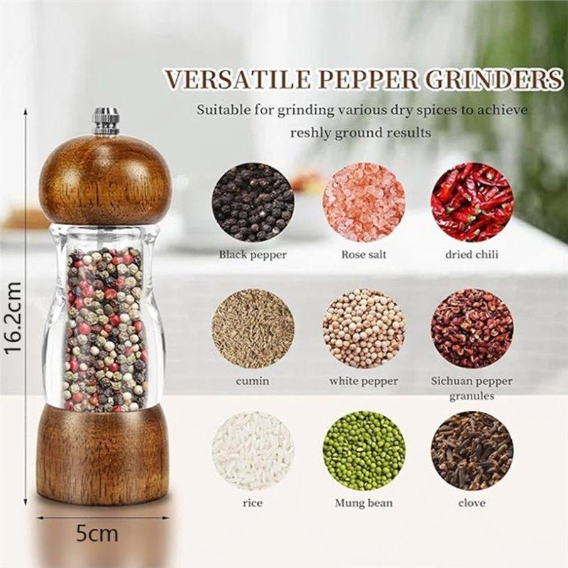 A25F-Adjustable Grinding Spice Mill Set, 1-5Pcs For Kitchen BBQ Use-Salt And Pepper Grinder