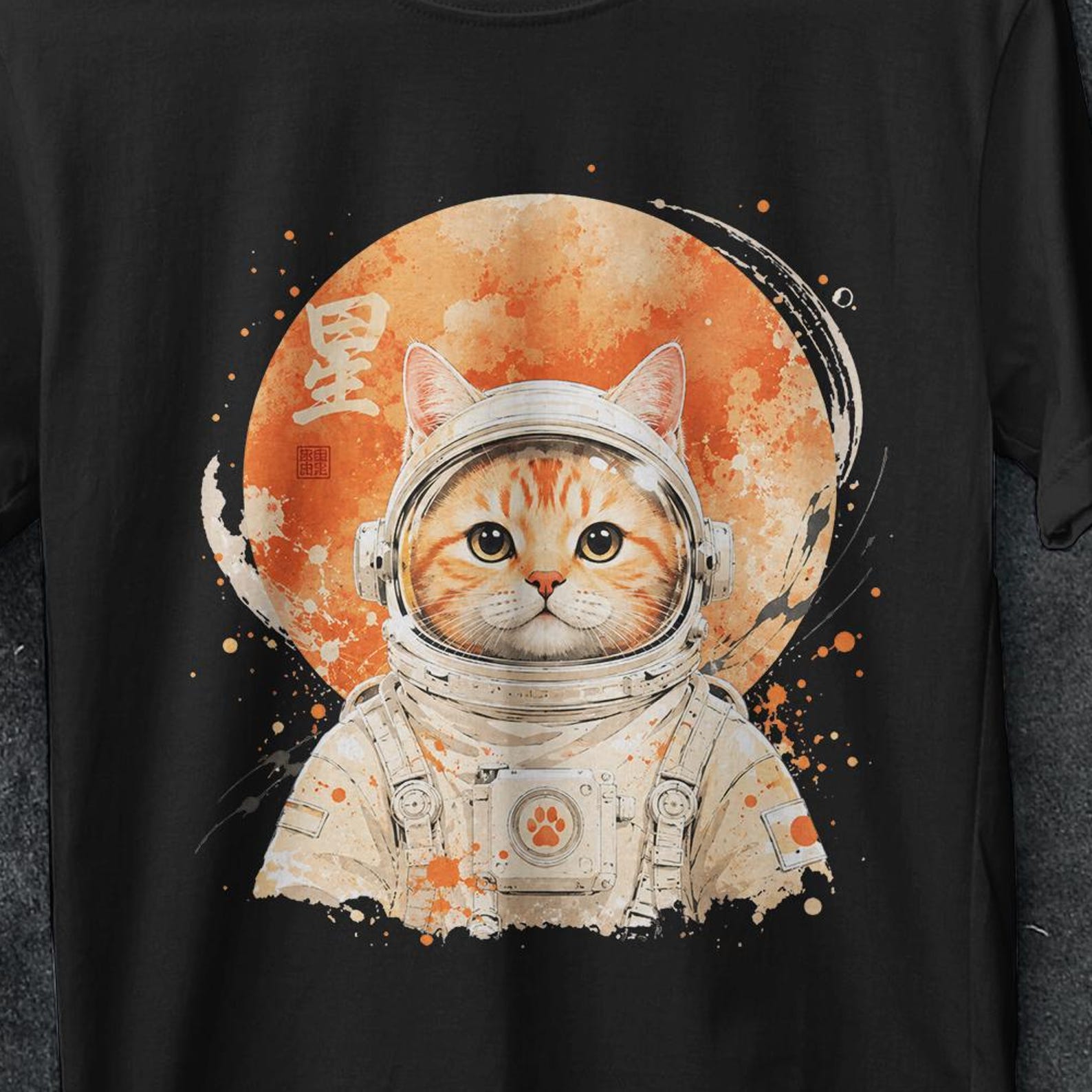 Cat astronaut shirt, Japanese cat shirt, japanese Retro Cat shirt, Vintage T Shirt, cat space shirt, cat astronaut shirt, cat moon t shirt S