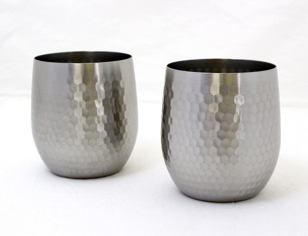 Asahi TSUBAME SUSCUP Hammered Rock Cup, 340ml, Set of 2, Gift Packaging