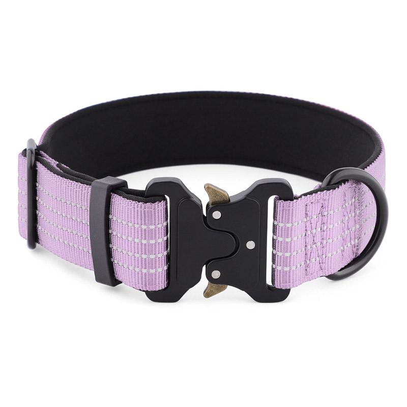 Heavy Duty Tactical Dog Collar with Quick Release Buckle Adjustable Reflective Pet Collar for Medium Large Dogs Outdoor Training