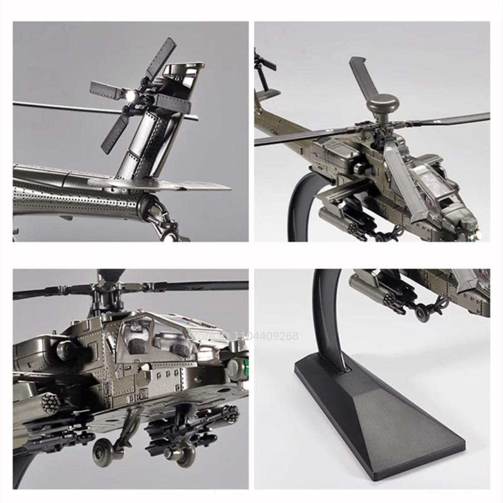 Scale 1:32 AH-64A Airplane Model Toy Car Die-cast Metal Sound Light Rotatable Tail Wing Fighter Models Boys Festival Presents