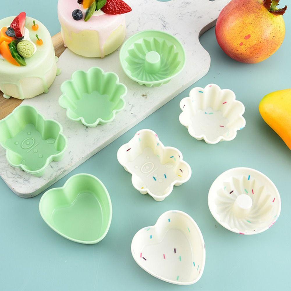 4Pcs DIY Muffin Cake Mold Soft Baking Mold Creativity Silicone Cake Cups Chocolate Pudding Candies