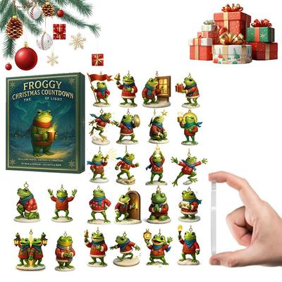 Calendrier de l'Avent Grenouille 2025 avec 24 Ornements Grenouille des Highlands Calendrier Compte à Rebours de 24 Jours pour Noël Calendrier de l'Avent de Noël