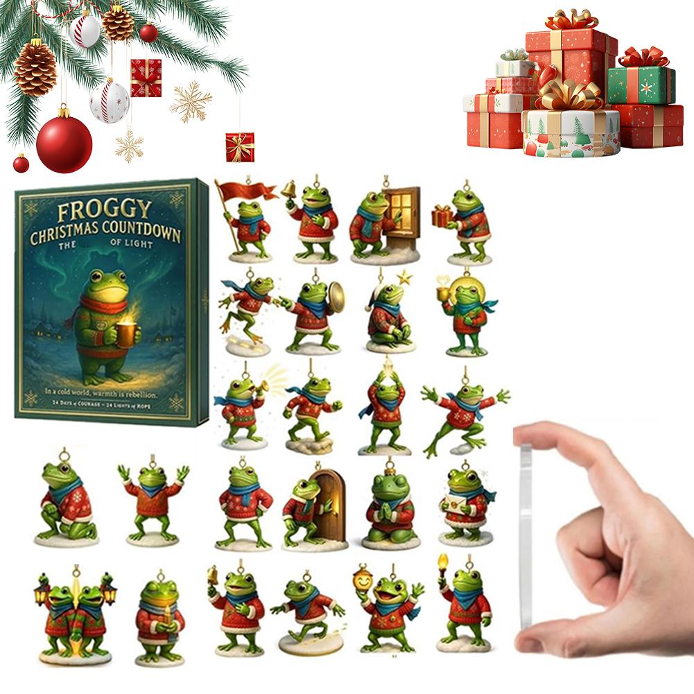 Frog Advent Calendar 2025 with 24 Highland Frog Ornaments 24 Days Christmas Countdown Calendar Christmas Advent Calendar
