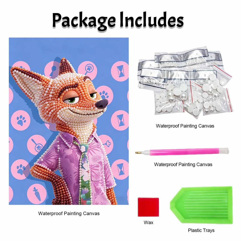 Disney Pearl Painting DIY Zootopia Nick Creative Pearl Style Illustration Pearl Art Painting Pearl Gem Painting, Home Wall Decoration Crafts