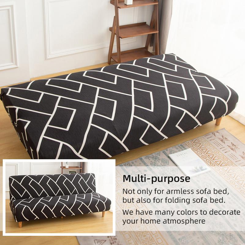 LANMOLIFE Foldable Sofa Bed Cover Stretch Futon Armless Sofa Bed Covers Removable And Washable Furniture Protective Covers