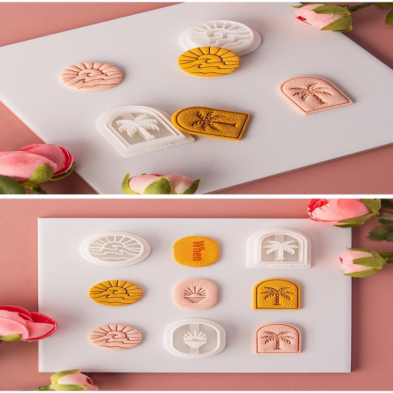 Sunset By The Sea Polymer Clay Cutters Diy Embbossed Making Pottery Clay Earrings Jewelry Pendant Tools
