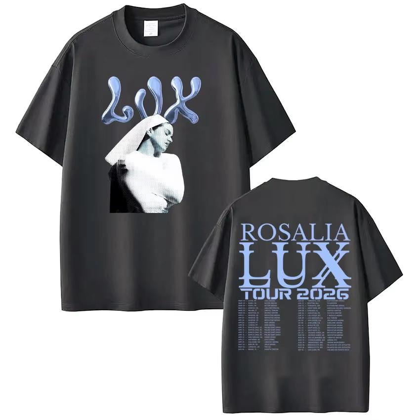 Singer Rosalia LUX Tour 2026 Printed Tees Men Women Fashion Tshirt Shortsleeved Loose Harajuku Oversized Aesthetics Tshirts