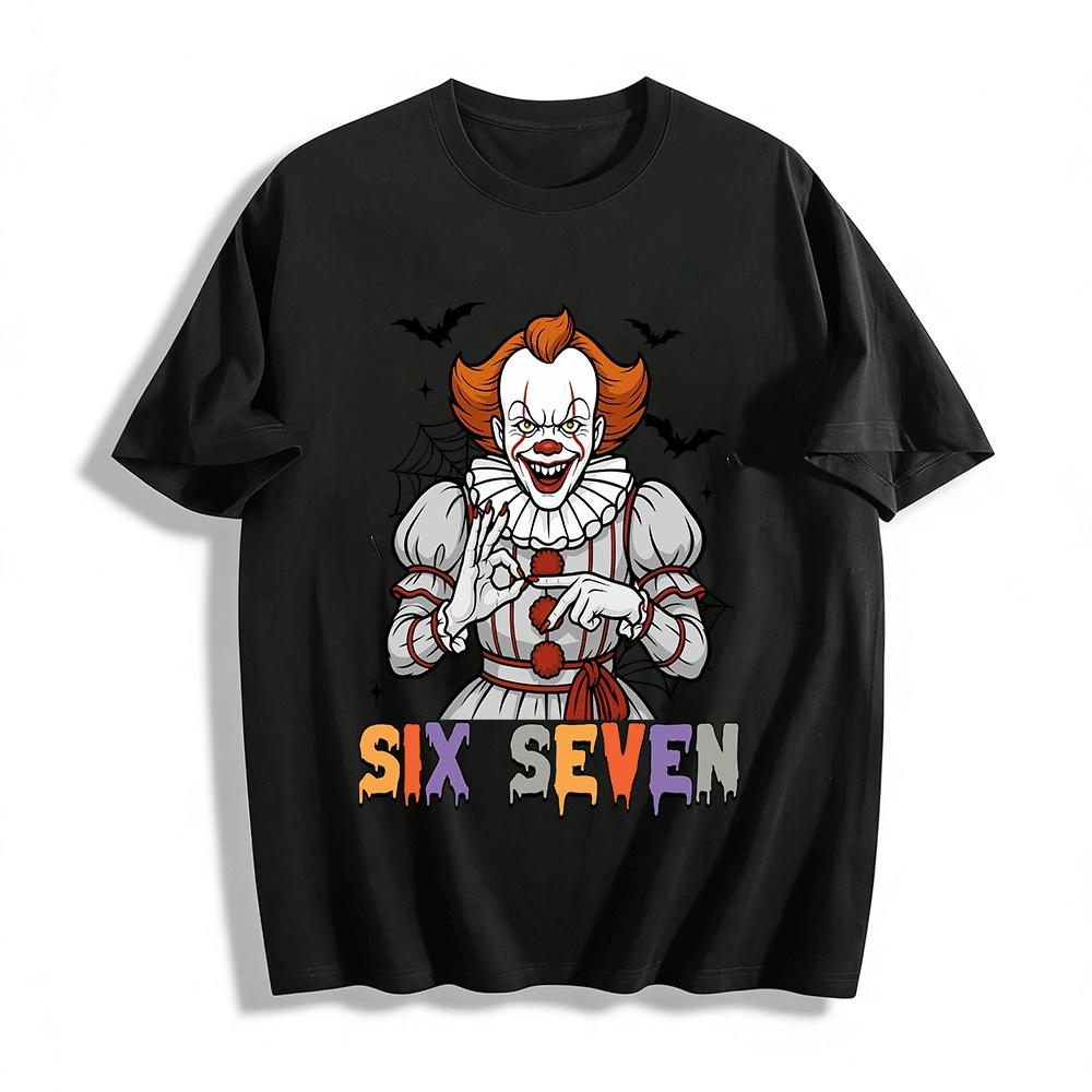 

Halloween Scary Clown Print Top Spooky Theme Casual T-Shirt Pure cotton T-shirt XXS