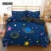 Star Single Double Twin Queen Bedding Set 2/3pcs Night Sky Polyester Bed Cover Kid Duvet Cover Set Dark Blue Galaxy Bedclothes