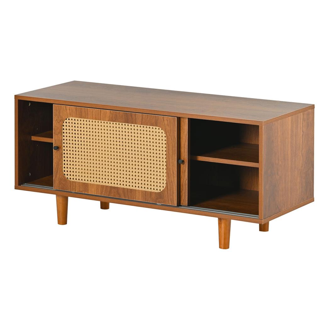 Schuhschrank 2 Türen verstellbare Ablage, Schuhregal Flur, Diele, Wohnzimmer, Schlafzimmer, Holzmöbel, Landhausstil, 104 x 40 x 48 cm, Nussbaum