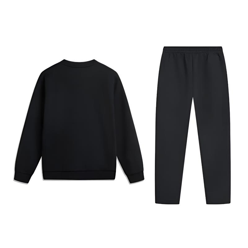 Li-Ning Embroidered Logo Fashion Cotton Comfortable Fleece Warm Crew Neck Pullover Long Sleeve Sweatshirt Casual Sports Set AWDUA53-14-AKL75-5