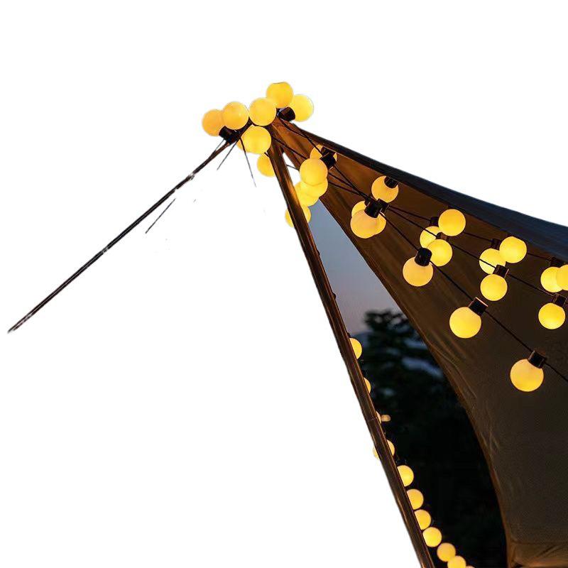 Waterproof Solar String Lights: Round Ball Fairy Lights for Outdoor Camping, Tents & Night Market Stalls.
