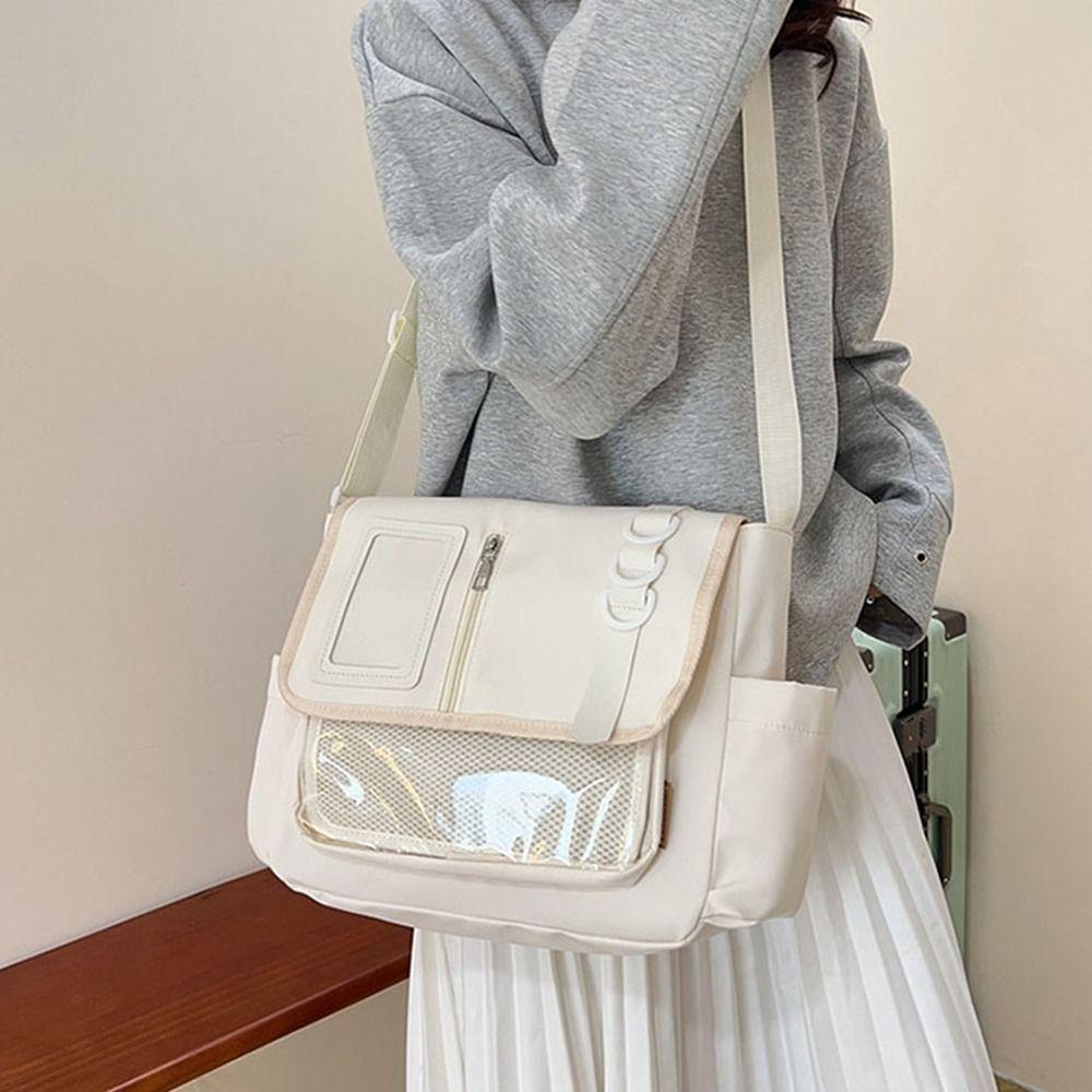 Nylon Transparent Bags Zipper Bag Shoulder Bag Pouch Bag Solid Color Itabag  Travel