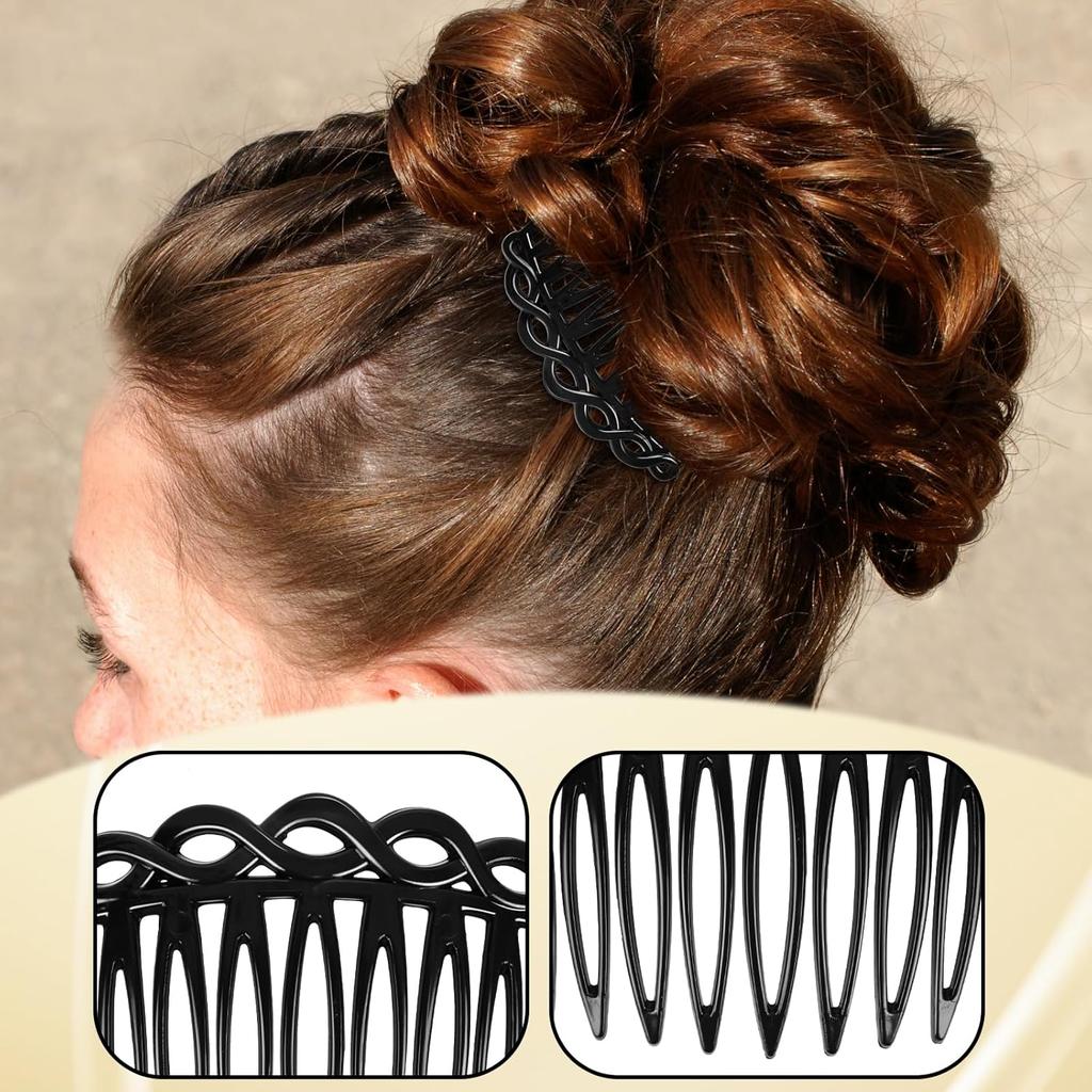 6 Pcs French Hair Side Combs Women Hair Comb Accessories Set Plastic Twist Decorative Comb Hair Clips Bridal Wedding Veil Teeth HairCombs for