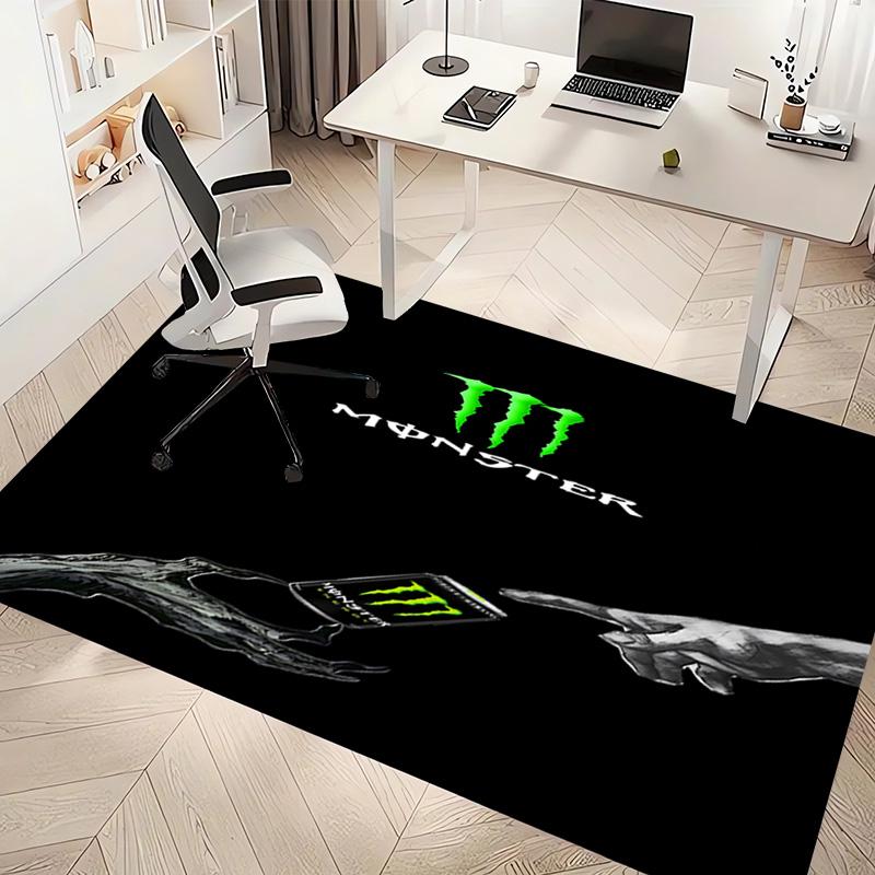 1 Stück Monster Energy LOGO Druck Teppich - Weich, Waschbar, Rutschfest, Indoor-Matte, Wohnzimmer, Home-Office Dekorativer Teppich, Büro Dekoration