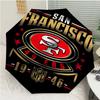 San Francisco 49ers LOGO Print Automatic Umbrella, 8 Rib Iron Frame, Plastic Handle, Suitable for Outdoor Travel &Daily , Ideal Gift