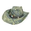 European and American Retro Blue Western Cowboy Hat Women's Spring Summer Travel Sun Protection Big Brim Sun Hat Burr Edge Knight Hat Men
