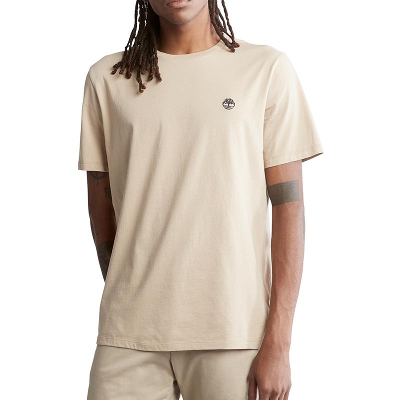 Timberland Casual Breathable Solid Color Printed Round Neck Short Sleeve T-Shirt Men Tops Khaki A2EKJ-269