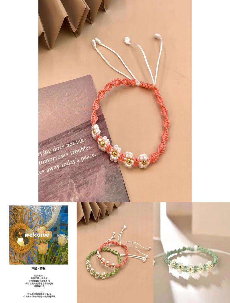 Charming Handmade Daisy Bracelet Elegant Boho Chic Friendship Gift