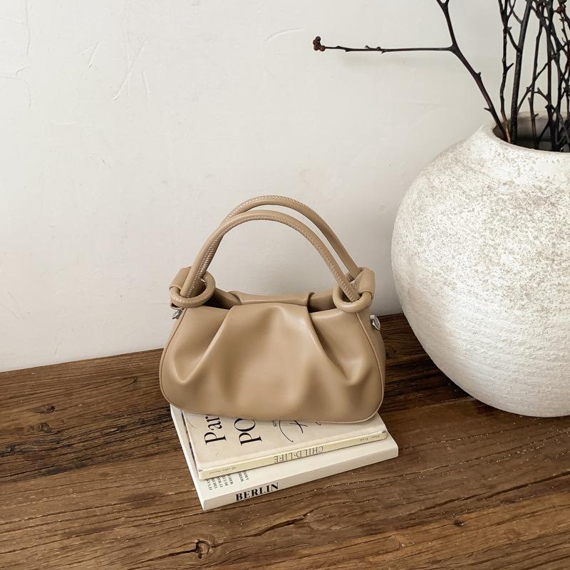 Borsa a Mano Stile Francese Nuvolata con Manico Nodo Borsa a Spalla Mini Pieghettata Chic Borsa a Tracolla Versatile Borsa Quotidiana da Pendolare per Donna