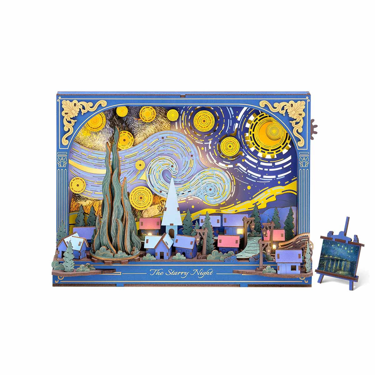 Robotime Light Rowood The Starry Night Wall Art 3D Wooden Puzzle Th003