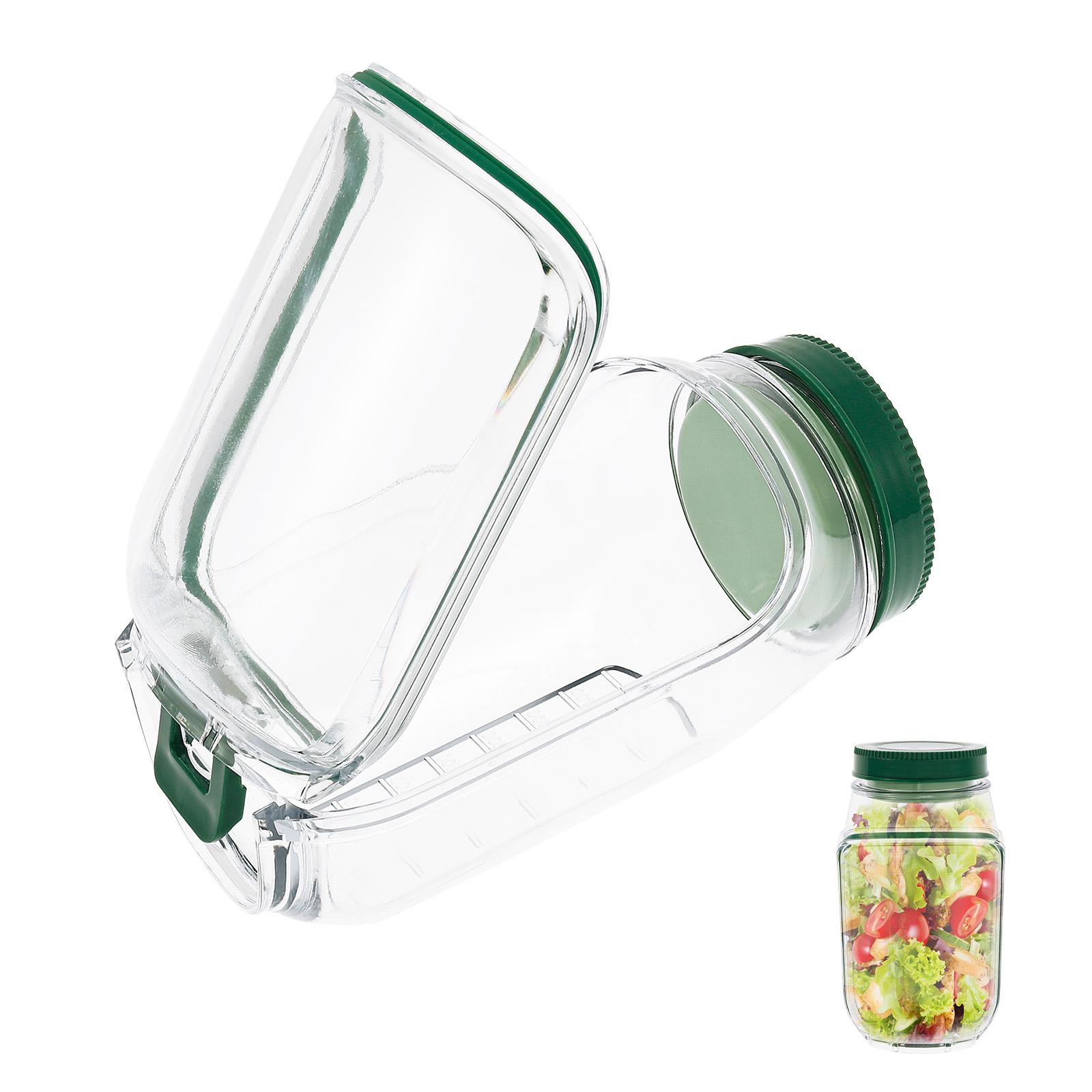 

Salad Pod Side-Opening Lid Layering Portable Salad Jar Lunch Box Leakproof Keep it Fresh Food Container Transparent