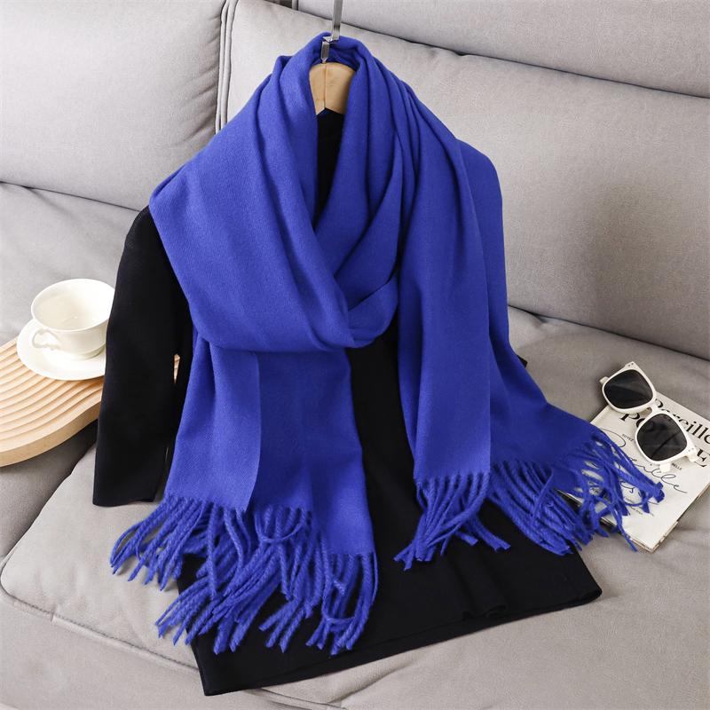 Fashion Luxury Solid Women Winter Scarf Warm Thicken Cashmere Shawl Outdoor Tassels Pashmina Lady Wrap Windproof Scarves