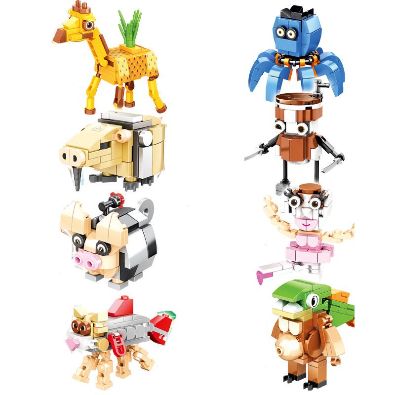 Cervello Marcio Italiano Tung Tung Tung Sahur Animali Set di Blocchi da Costruzione Tralalelo Tralala SharkBlock Mattoncini Giocattolo Regalo Presente per Bambini Bambini Bambini