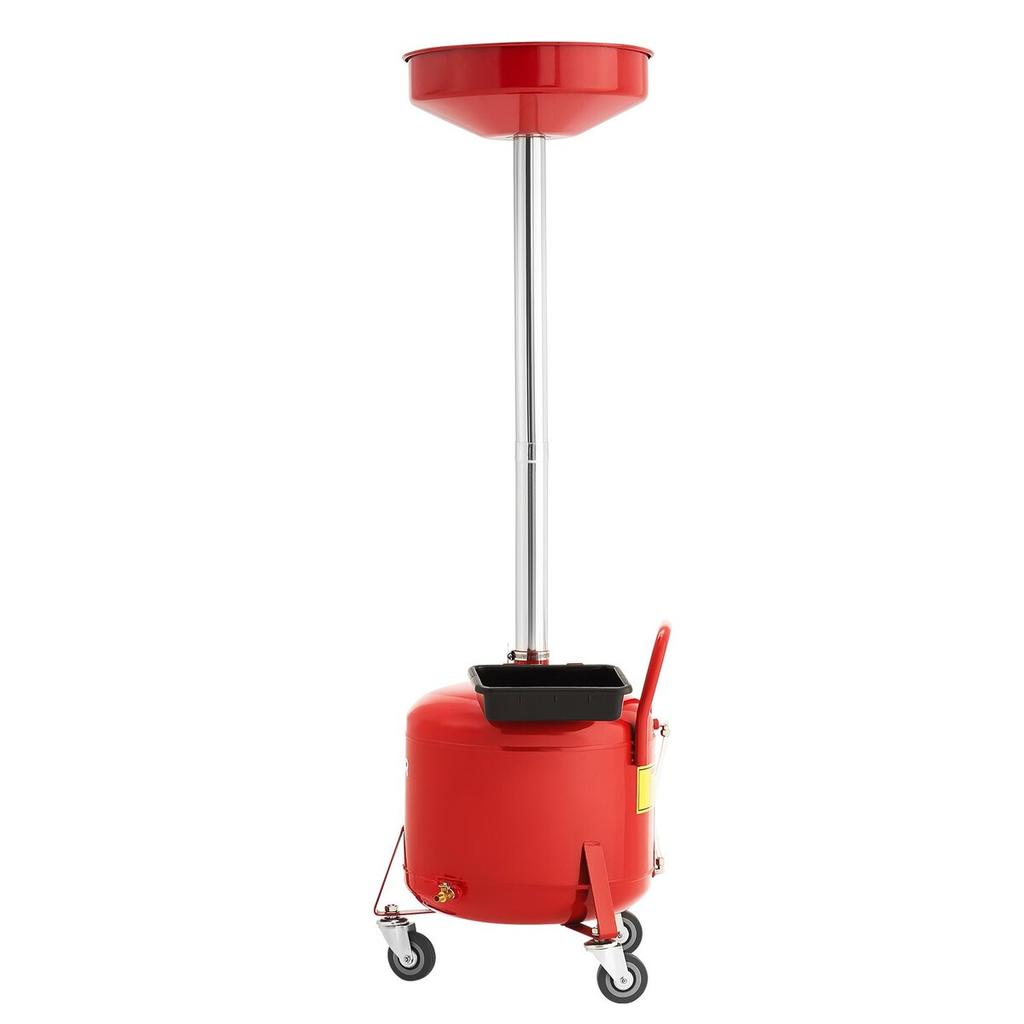 30L Waste Oil Drain Tank, Industrial Fluid Drain Tank with Adjustable Funnel Height, Portable Oil Drainer with Wheels & Toolbox, Fluid Fuel Transfer