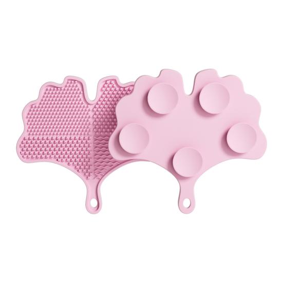 Silicone Makeup Brush Cleaning Mat with Suction Cups Non-slip Portable Travel Ginkgo Leaf Shape Cosmetic Brush Tools Cleaning Pad