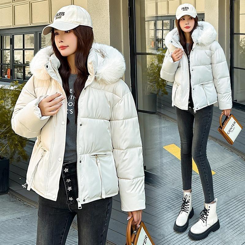 2025 Women's Winter New Korean Edition Hooded Down Padded Jacket Large Fur Collar Loose Slimming Bread Jacket Warm Jacket